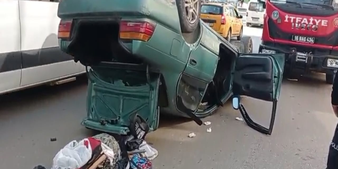 Bursa’da Trafik Kazası: Otomobil Takla Attı, Sürücü Sıkıştı